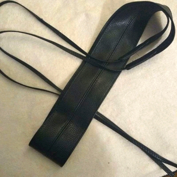 Plus Size Black vegan leather tie waist Obi belt - Picture 8 of 12